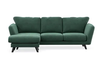 Trend Lyx 3-seters Venstrevendt L-formet Sjeselongsofa i Fløyel - Mørkegrønn - Møbler - Sofaer - Sofaer med sjeselong - 4 seters sofa med divan