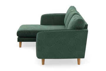Trend Lyx 3-seters Venstrevendt L-formet Sjeselongsofa i Fløyel - Mørkegrønn - Møbler - Sofaer - Sofaer med sjeselong - 4 seters sofa med divan
