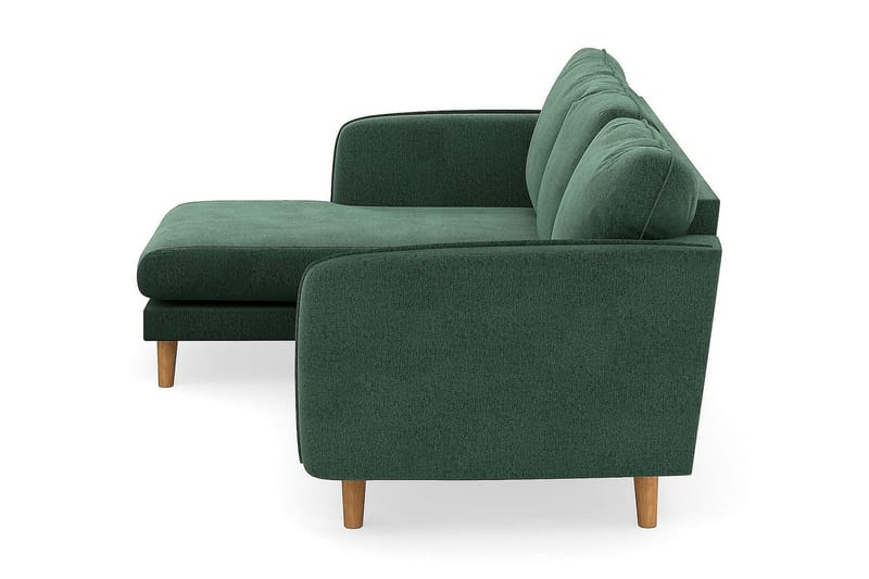 Trend Lyx 3-seters Venstrevendt L-formet Sjeselongsofa i Fløyel - Mørkegrønn - Møbler - Sofaer - Sofaer med sjeselong - 4 seters sofa med divan