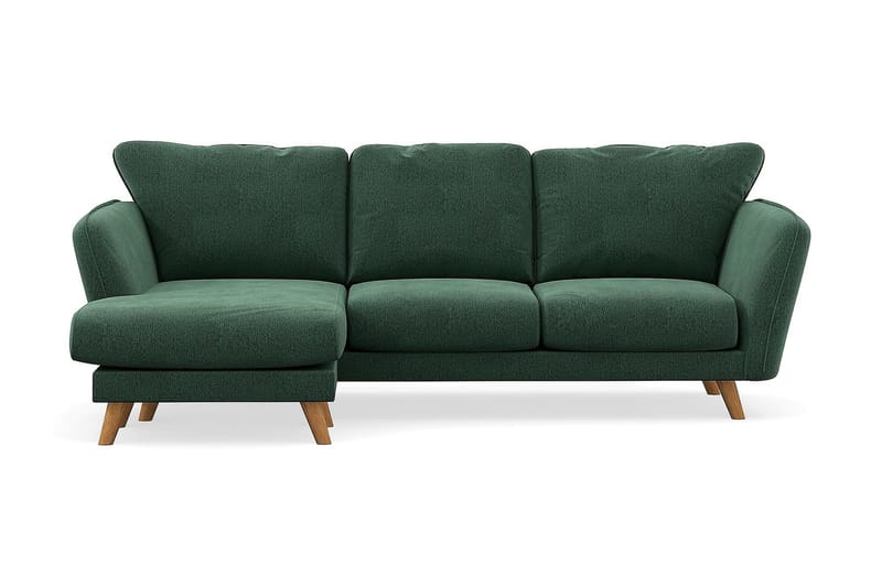 Trend Lyx 3-seters Venstrevendt L-formet Sjeselongsofa i Fløyel - Mørkegrønn - Møbler - Sofaer - Sofaer med sjeselong - 4 seters sofa med divan