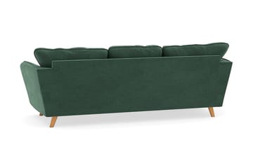 Trend Lyx 3-seters Venstrevendt L-formet Sjeselongsofa i Fløyel - Mørkegrønn - Møbler - Sofaer - Sofaer med sjeselong - 4 seters sofa med divan