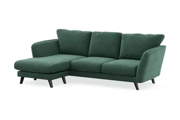 Trend Lyx 3-seters Venstrevendt L-formet Sjeselongsofa i Fløyel - Mørkegrønn - Møbler - Sofaer - Sofaer med sjeselong - 4 seters sofa med divan