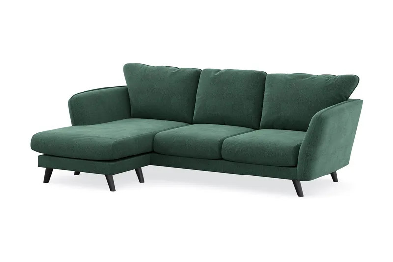 Trend Lyx 3-seters Venstrevendt L-formet Sjeselongsofa i Fløyel - Mørkegrønn - Møbler - Sofaer - Sofaer med sjeselong - 4 seters sofa med divan