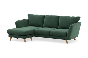 Trend Lyx 3-seters Venstrevendt L-formet Sjeselongsofa i Fløyel - Mørkegrønn - Møbler - Sofaer - Sofaer med sjeselong - 4 seters sofa med divan