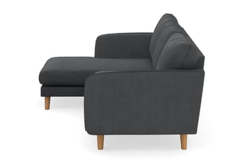 Trend Lyx 3-seters Venstrevendt L-formet Sjeselongsofa i Manchester - Mørk grå - Møbler - Sofaer - Sofaer med sjeselong - 4 seters sofa med divan