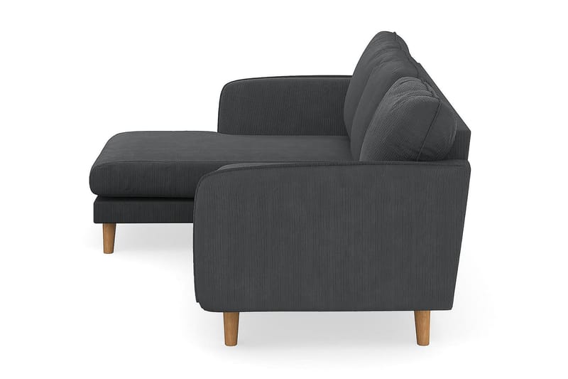 Trend Lyx 3-seters Venstrevendt L-formet Sjeselongsofa i Manchester - Mørk grå - Møbler - Sofaer - Sofaer med sjeselong - 4 seters sofa med divan