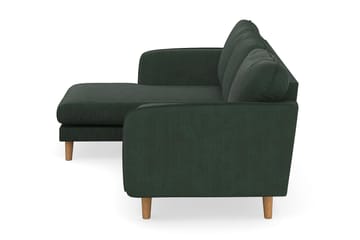 Trend Lyx 3-seters Venstrevendt L-formet Sjeselongsofa i Manchester - Mørkegrønn - Møbler - Sofaer - Sofaer med sjeselong - 4 seters sofa med divan
