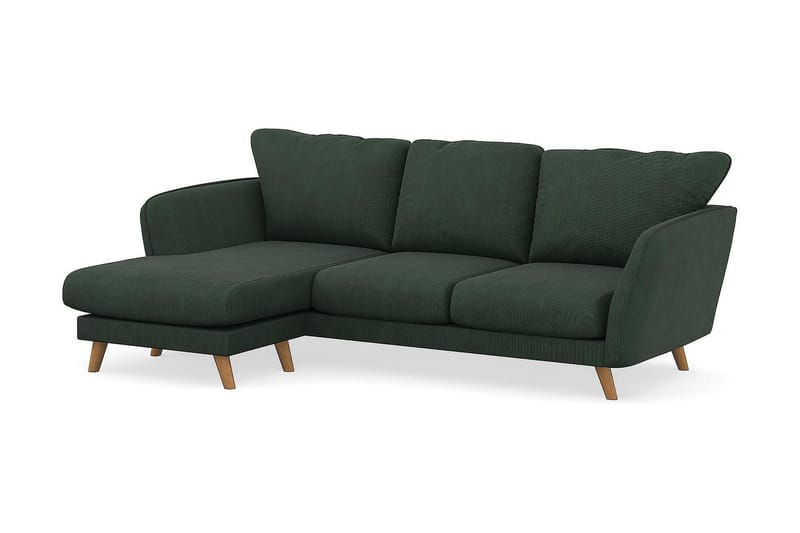 Trend Lyx 3-seters Venstrevendt L-formet Sjeselongsofa i Manchester - Mørkegrønn - Møbler - Sofaer - Sofaer med sjeselong - 4 seters sofa med divan