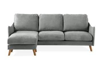 Trend Lyx 3-seters Venstrevendt L-formet Sjeselongsofa i Stoff - Grå - Møbler - Sofaer - Sofaer med sjeselong - 4 seters sofa med divan