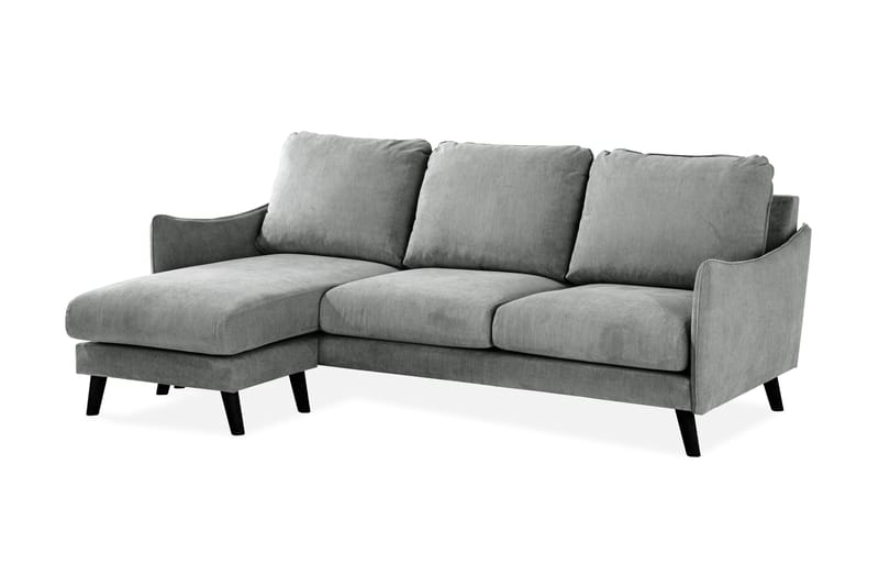 Trend Lyx 3-seters Venstrevendt L-formet Sjeselongsofa i Stoff - Grå - Møbler - Sofaer - Sofaer med sjeselong - 4 seters sofa med divan