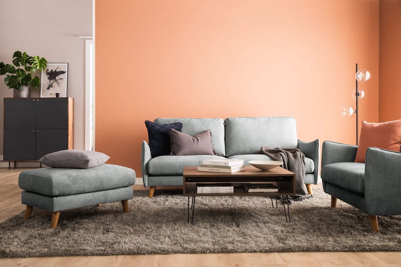 Trend Lyx 3-seters Venstrevendt L-formet Sjeselongsofa i Stoff - Grå - Møbler - Sofaer - Sofaer med sjeselong - 4 seters sofa med divan