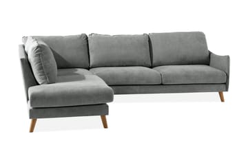 Trend Lyx 3-seters Venstrevendt L-formet Sjeselongsofa i Stoff - Grå - Møbler - Sofaer - Sofaer med sjeselong - 4 seters sofa med divan