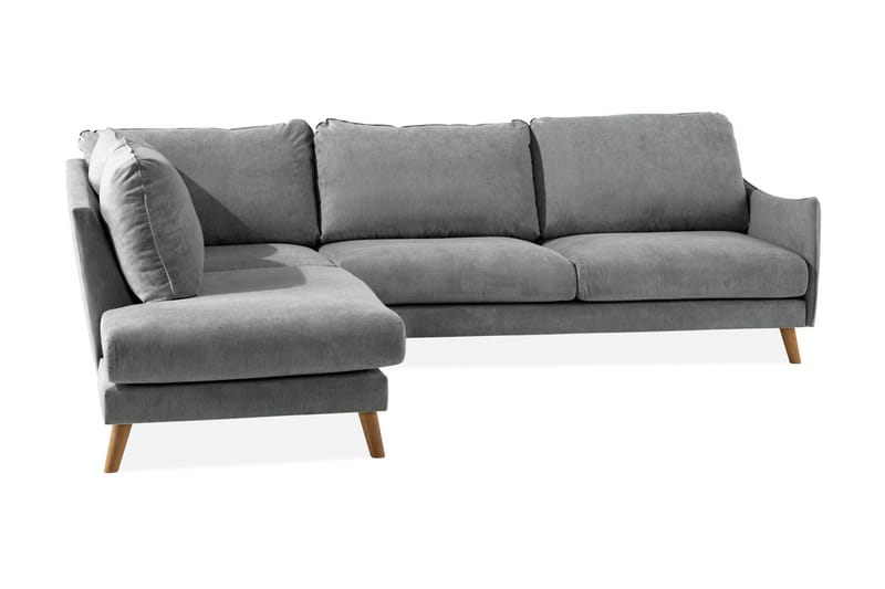 Trend Lyx 3-seters Venstrevendt L-formet Sjeselongsofa i Stoff - Grå - Møbler - Sofaer - Sofaer med sjeselong - 4 seters sofa med divan