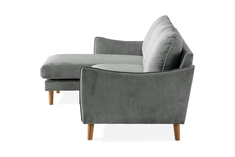 Trend Lyx 3-seters Venstrevendt L-formet Sjeselongsofa i Stoff - Grå - Møbler - Sofaer - Sofaer med sjeselong - 4 seters sofa med divan