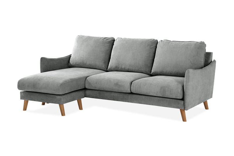 Trend Lyx 3-seters Venstrevendt L-formet Sjeselongsofa i Stoff - Grå - Møbler - Sofaer - Sofaer med sjeselong - 4 seters sofa med divan
