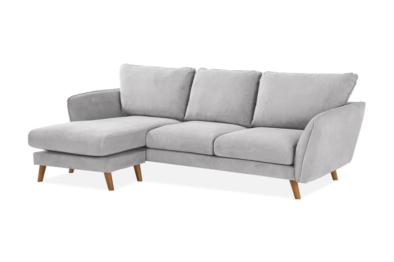 Trend Lyx 3-seters Venstrevendt L-formet Sjeselongsofa i Stoff - Lys grå - Møbler - Sofaer - Sofaer med sjeselong - 4 seters sofa med divan