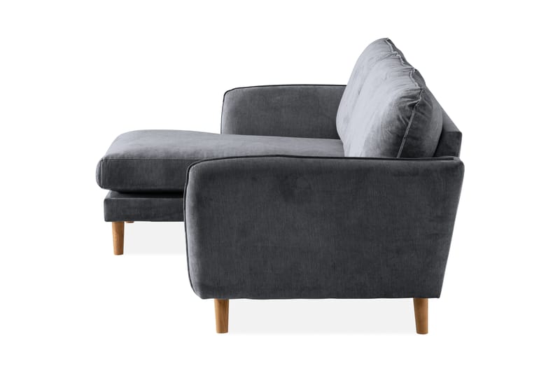 Trend Lyx 3-seters Venstrevendt L-formet Sjeselongsofa i Stoff - Mørk grå - Møbler - Sofaer - Sofaer med sjeselong - 4 seters sofa med divan
