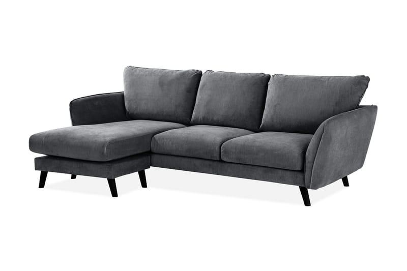Trend Lyx 3-seters Venstrevendt L-formet Sjeselongsofa i Stoff - Mørk grå - Møbler - Sofaer - Sofaer med sjeselong - 4 seters sofa med divan