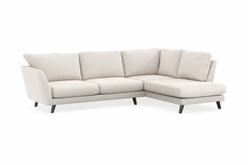 Trend Lyx 4-seters Høyrevendt L-formet Sjeselongsofa i Fløyel - Kremhvit - Møbler - Sofaer - Sofaer med sjeselong - 4 seters sofa med divan
