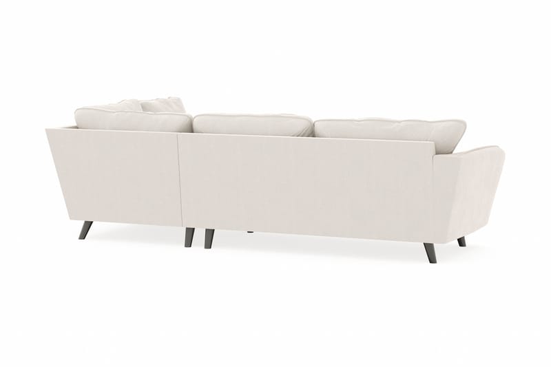 Trend Lyx 4-seters Høyrevendt L-formet Sjeselongsofa i Fløyel - Kremhvit - Møbler - Sofaer - Sofaer med sjeselong - 4 seters sofa med divan