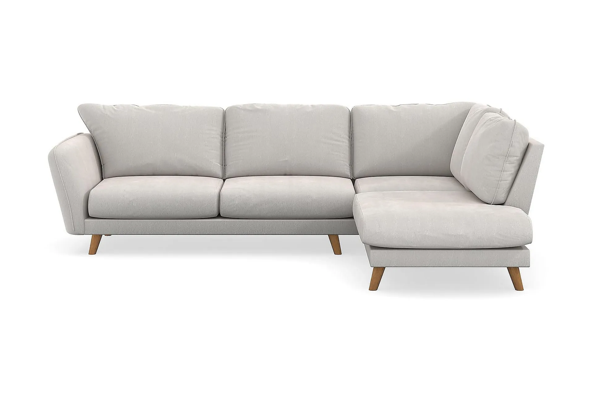 Trend Lyx 4-seters Høyrevendt L-formet Sjeselongsofa i Fløyel - Kremhvit - Møbler - Sofaer - Sofaer med sjeselong - 4 seters sofa med divan
