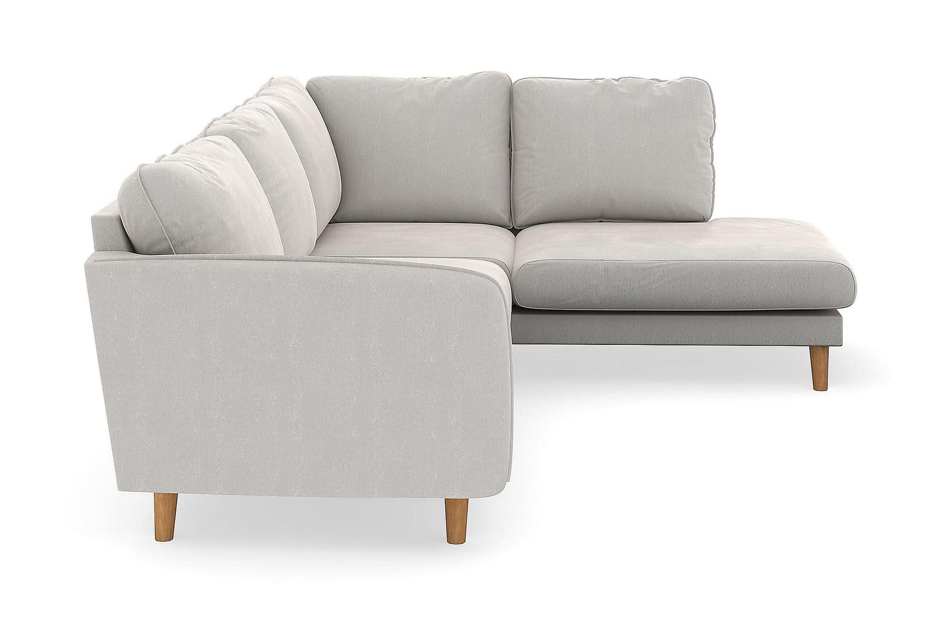 Trend Lyx 4-seters Høyrevendt L-formet Sjeselongsofa i Fløyel - Kremhvit - Møbler - Sofaer - Sofaer med sjeselong - 4 seters sofa med divan
