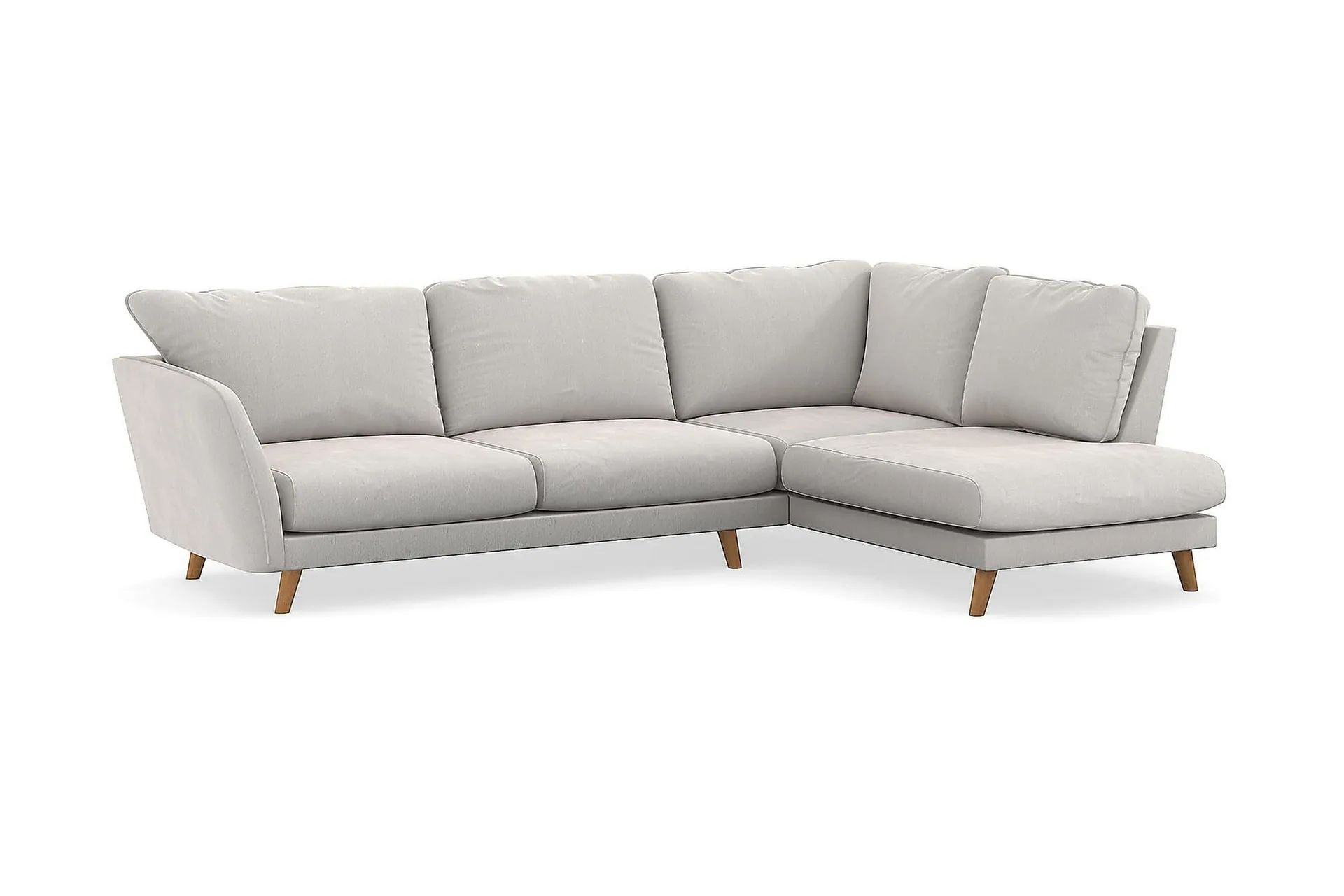 Trend Lyx 4-seters Høyrevendt L-formet Sjeselongsofa i Fløyel - Kremhvit - Møbler - Sofaer - Sofaer med sjeselong - 4 seters sofa med divan