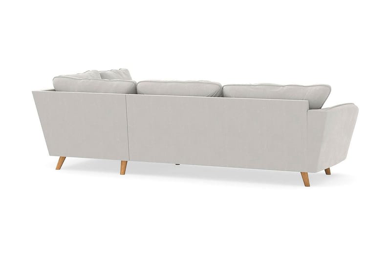 Trend Lyx 4-seters Høyrevendt L-formet Sjeselongsofa i Fløyel - Kremhvit - Møbler - Sofaer - Sofaer med sjeselong - 4 seters sofa med divan