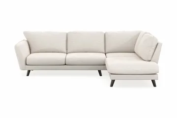 Trend Lyx 4-seters Høyrevendt L-formet Sjeselongsofa i Fløyel - Kremhvit - Møbler - Sofaer - Sofaer med sjeselong - 4 seters sofa med divan