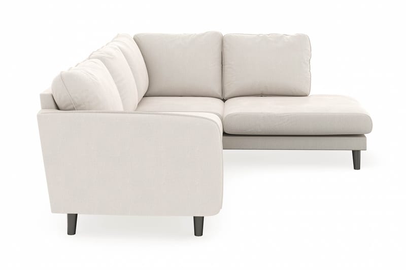 Trend Lyx 4-seters Høyrevendt L-formet Sjeselongsofa i Fløyel - Kremhvit - Møbler - Sofaer - Sofaer med sjeselong - 4 seters sofa med divan