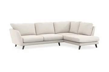 Trend Lyx 4-seters Høyrevendt L-formet Sjeselongsofa i Fløyel - Kremhvit - Møbler - Sofaer - Sofaer med sjeselong - 4 seters sofa med divan