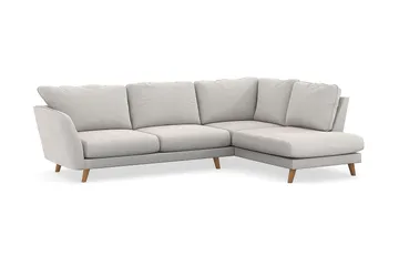 Trend Lyx 4-seters Høyrevendt L-formet Sjeselongsofa i Fløyel - Kremhvit - Møbler - Sofaer - Sofaer med sjeselong - 4 seters sofa med divan
