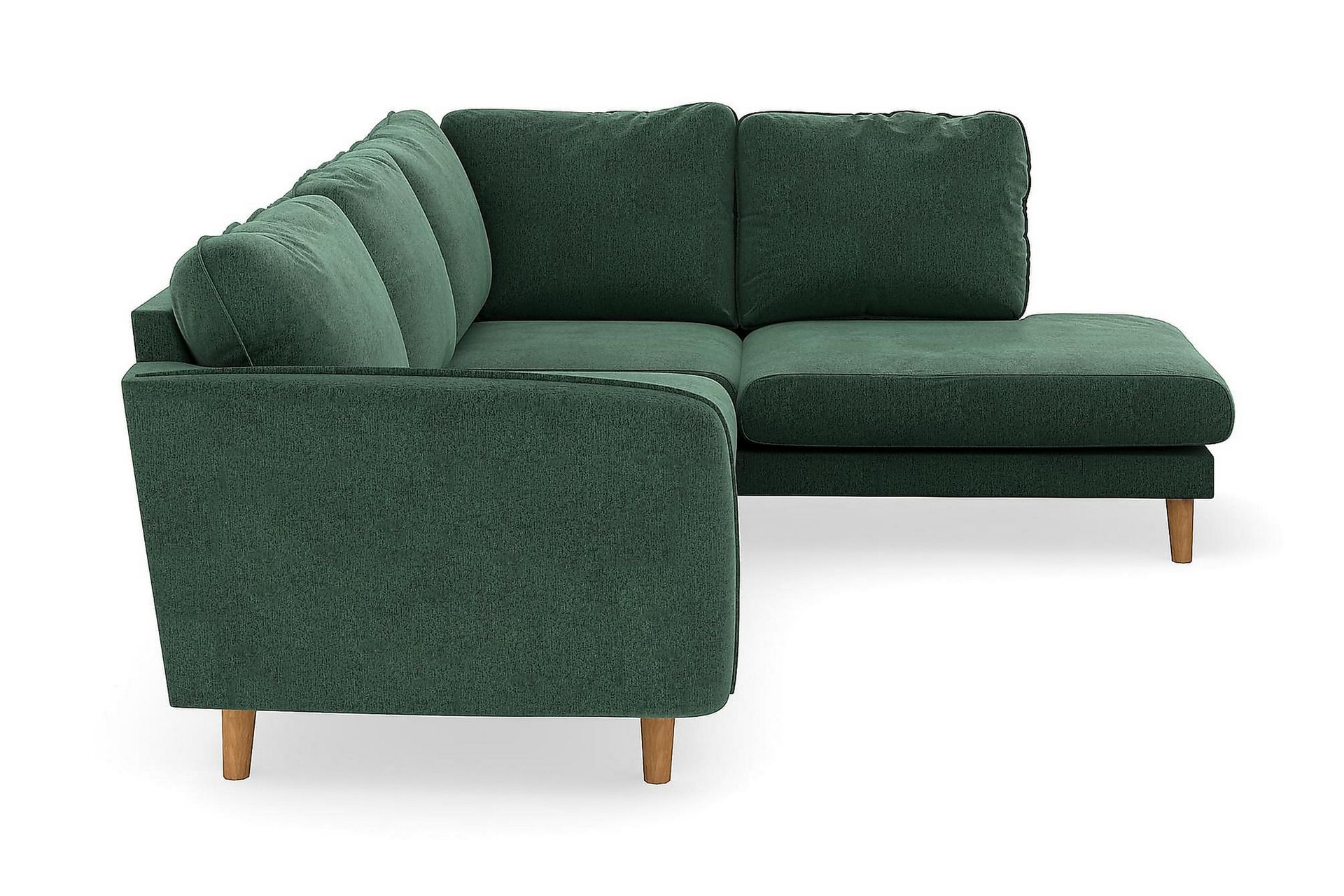 Trend Lyx 4-seters Høyrevendt L-formet Sjeselongsofa i Fløyel - Mørkegrønn - Møbler - Sofaer - Sofaer med sjeselong - 4 seters sofa med divan