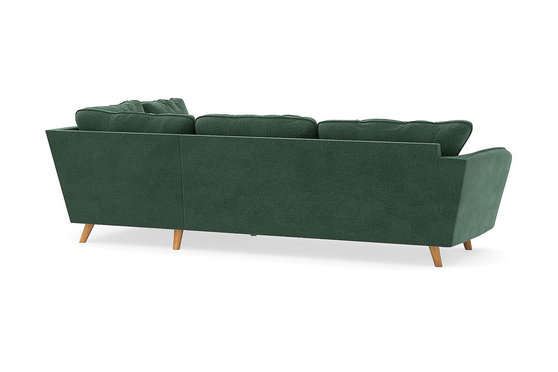 Trend Lyx 4-seters Høyrevendt L-formet Sjeselongsofa i Fløyel - Mørkegrønn - Møbler - Sofaer - Sofaer med sjeselong - 4 seters sofa med divan