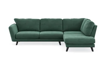 Trend Lyx 4-seters Høyrevendt L-formet Sjeselongsofa i Fløyel - Mørkegrønn - Møbler - Sofaer - Sofaer med sjeselong - 4 seters sofa med divan