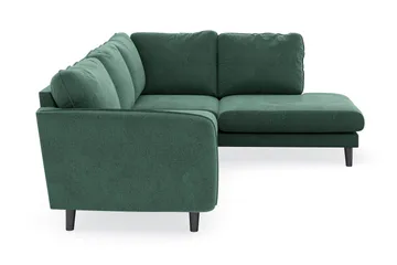Trend Lyx 4-seters Høyrevendt L-formet Sjeselongsofa i Fløyel - Mørkegrønn - Møbler - Sofaer - Sofaer med sjeselong - 4 seters sofa med divan