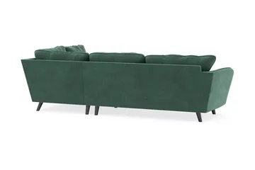 Trend Lyx 4-seters Høyrevendt L-formet Sjeselongsofa i Fløyel - Mørkegrønn - Møbler - Sofaer - Sofaer med sjeselong - 4 seters sofa med divan