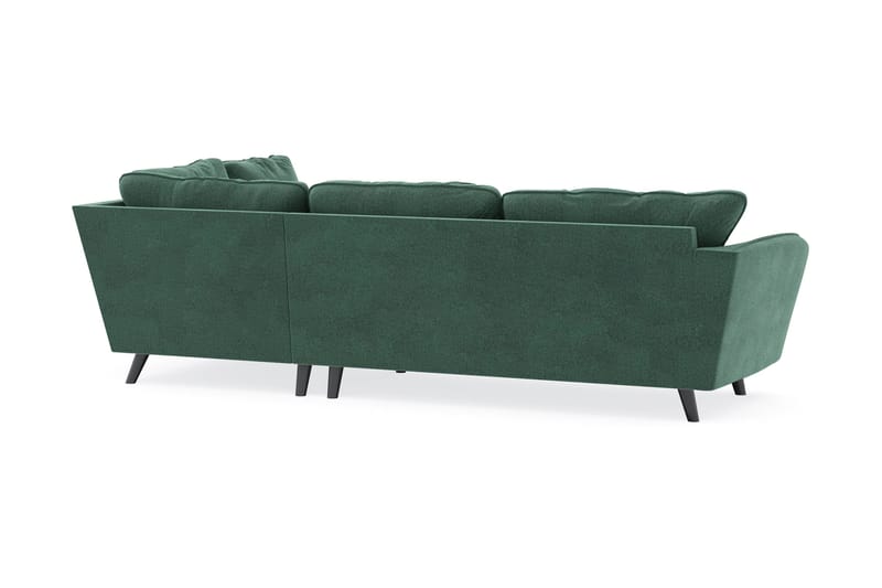 Trend Lyx 4-seters Høyrevendt L-formet Sjeselongsofa i Fløyel - Mørkegrønn - Møbler - Sofaer - Sofaer med sjeselong - 4 seters sofa med divan