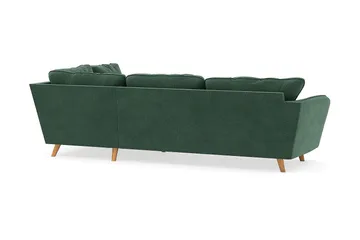 Trend Lyx 4-seters Høyrevendt L-formet Sjeselongsofa i Fløyel - Mørkegrønn - Møbler - Sofaer - Sofaer med sjeselong - 4 seters sofa med divan