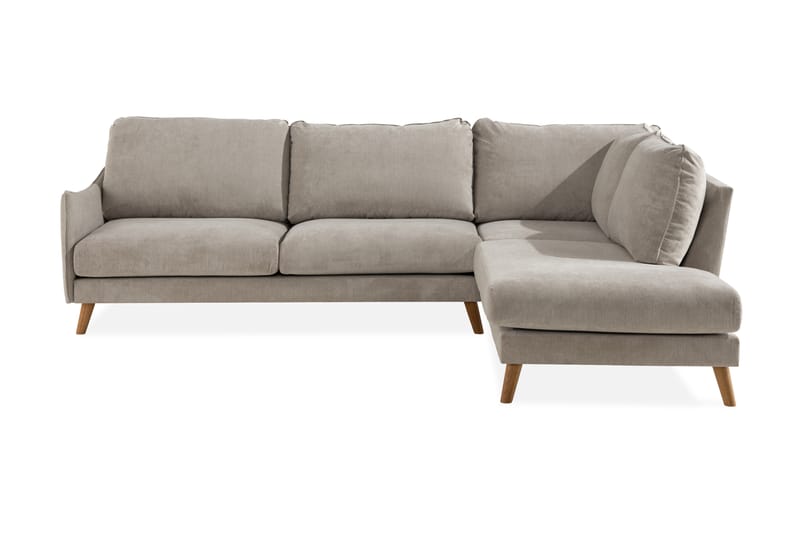 Trend Lyx 4-seters Høyrevendt L-formet Sjeselongsofa i Stoff - Beige - Møbler - Sofaer - Sofaer med sjeselong - 4 seters sofa med divan