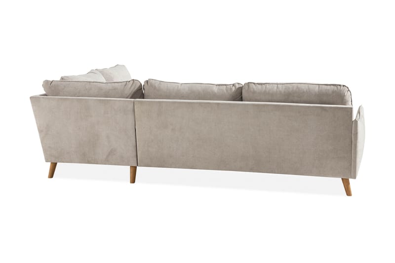 Trend Lyx 4-seters Høyrevendt L-formet Sjeselongsofa i Stoff - Beige - Møbler - Sofaer - Sofaer med sjeselong - 4 seters sofa med divan