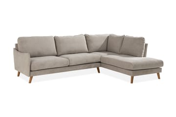 Trend Lyx 4-seters Høyrevendt L-formet Sjeselongsofa i Stoff - Beige - Møbler - Sofaer - Sofaer med sjeselong - 4 seters sofa med divan