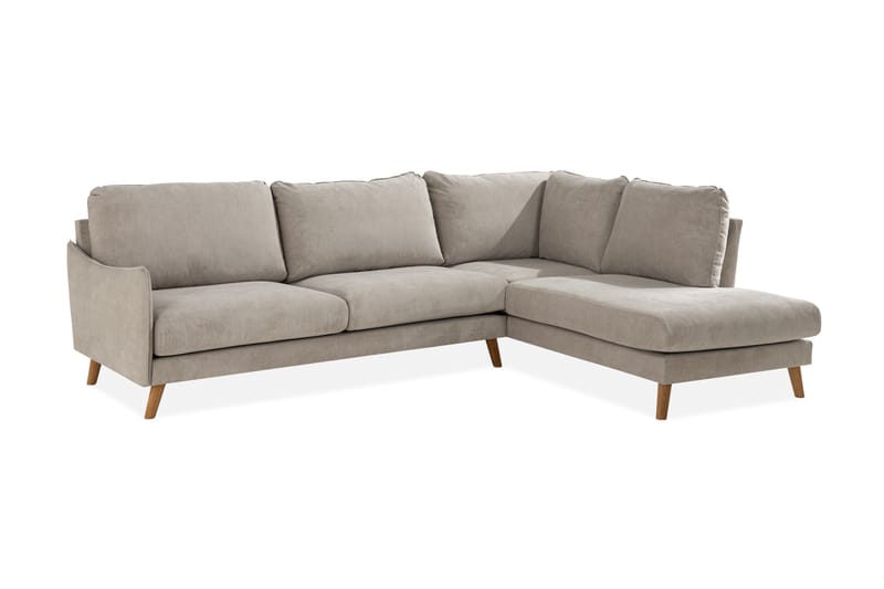 Trend Lyx 4-seters Høyrevendt L-formet Sjeselongsofa i Stoff - Beige - Møbler - Sofaer - Sofaer med sjeselong - 4 seters sofa med divan