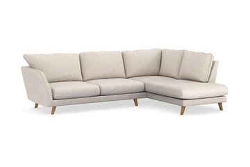 Trend Lyx 4-seters Høyrevendt L-formet Sjeselongsofa i Stoff - Beige - Møbler - Sofaer - Sofaer med sjeselong - 4 seters sofa med divan
