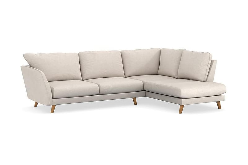 Trend Lyx 4-seters Høyrevendt L-formet Sjeselongsofa i Stoff - Beige - Møbler - Sofaer - Sofaer med sjeselong - 4 seters sofa med divan