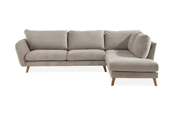Trend Lyx 4-seters Høyrevendt L-formet Sjeselongsofa i Stoff - Beige - Møbler - Sofaer - Sofaer med sjeselong - 4 seters sofa med divan