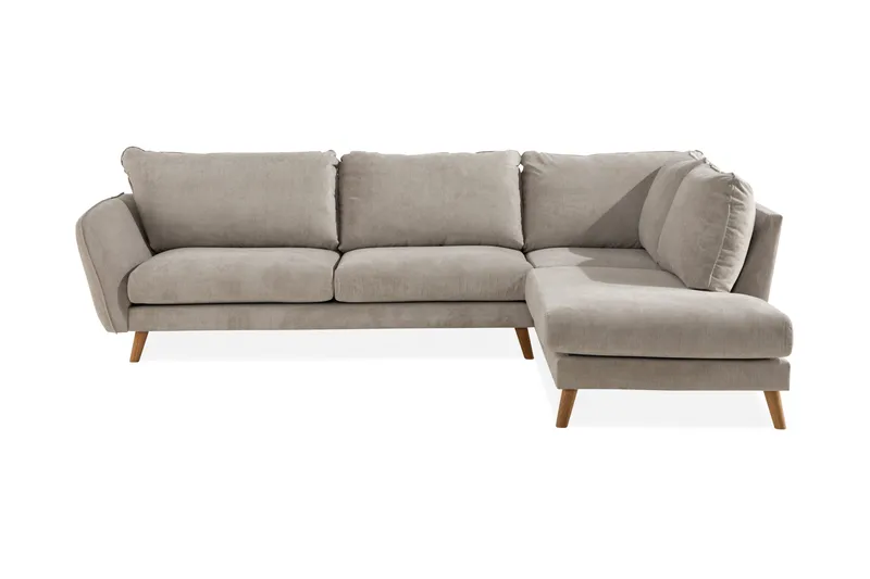 Trend Lyx 4-seters Høyrevendt L-formet Sjeselongsofa i Stoff - Beige - Møbler - Sofaer - Sofaer med sjeselong - 4 seters sofa med divan