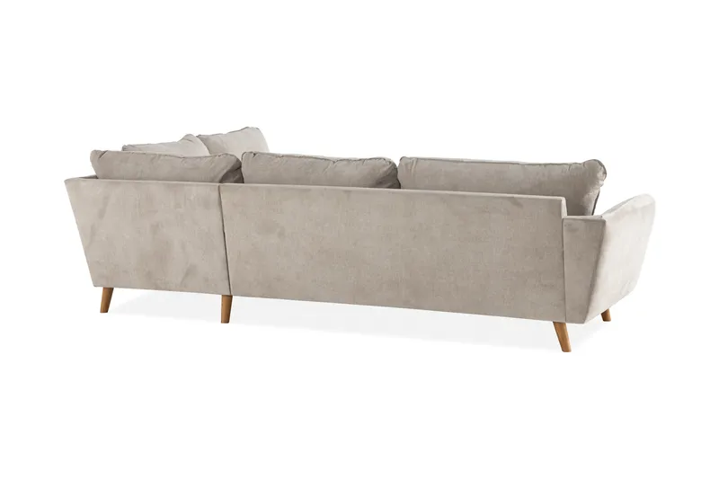 Trend Lyx 4-seters Høyrevendt L-formet Sjeselongsofa i Stoff - Beige - Møbler - Sofaer - Sofaer med sjeselong - 4 seters sofa med divan