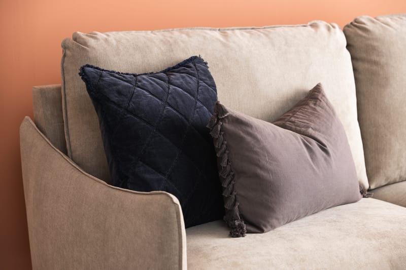 Trend Lyx 4-seters Høyrevendt L-formet Sjeselongsofa i Stoff - Beige - Møbler - Sofaer - Sofaer med sjeselong - 4 seters sofa med divan