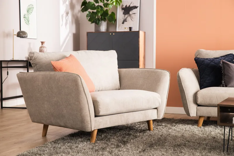Trend Lyx 4-seters Høyrevendt L-formet Sjeselongsofa i Stoff - Beige - Møbler - Sofaer - Sofaer med sjeselong - 4 seters sofa med divan